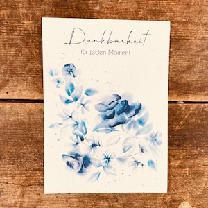 Nachhaltige Karte zum Einpflanzen für Beileid Kondolenz und Trauer Wachsende Samenpapier Karte mit Blumensamen Saatpapier Karte Blaue Rosen