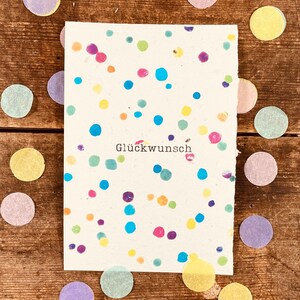 carte d'anniversaire avec confettis (papier à graines)