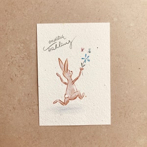 Osterkarte aus Saatpapier nachhaltige Samenpapierkarte zum Frühling aus Papier mit Blumensamen zum Einpflanzen Osterhase Frühling