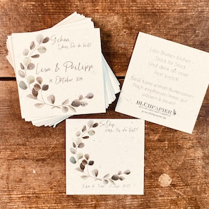 Nachhaltiges Gastgeschenk für Hochzeit oder Taufe zum Einpflanzen aus Saatpapier Wachsende Samenpapier Karten mit Blumensamen (20Stk, Johan)