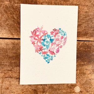 Einpflanzbare Karte zum Valentinstag aus Samenpapier Nachhaltige Karte mit Blumensamen zum Valentinstag mit Herz und Blumen