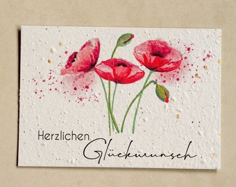 Mohnblumen (Karte aus Saatpapier)