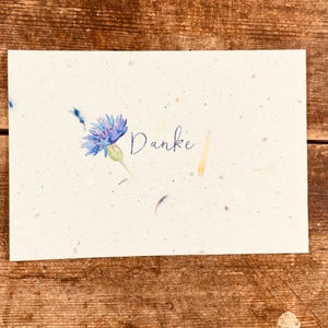 Nachhaltige Karte zum Einpflanzen aus Saamenpapier Karte mit Blumensamen besondere Karte zum Dank Dankesagen mit Saatpapier Kornblume