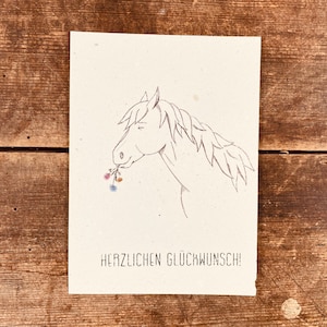 carte avec un cheval (papier à graines)