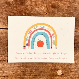 Nachhaltige Karte zum Einpflanzen aus Saatpapier Wachsende Samenpapier Karte mit Blumensamen besondere Karte zur Einschulung mit Regenbogen