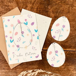 Nachhaltige Osterkarte aus Saatpapier Karte zu Ostern zum Einpflanzen aus nachhaltigem Samenpapier besondere Karte mit Osterei zum Aufhängen