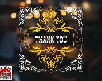 Thank You Square Ornate Sign cut file. Zip file contains SVG and DXF versions of design. Digital Download.