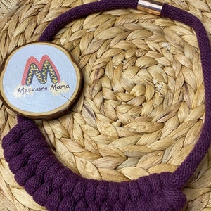 Macrame necklace, chunky statement necklaces for women, purple necklace, summer jewelry, unique gifts for sisters, deep purple necklace