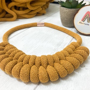 Macrame necklace, chunky statement necklaces for women, mustard necklace, summer jewelry, unique gifts for sisters, mustard yellow necklace