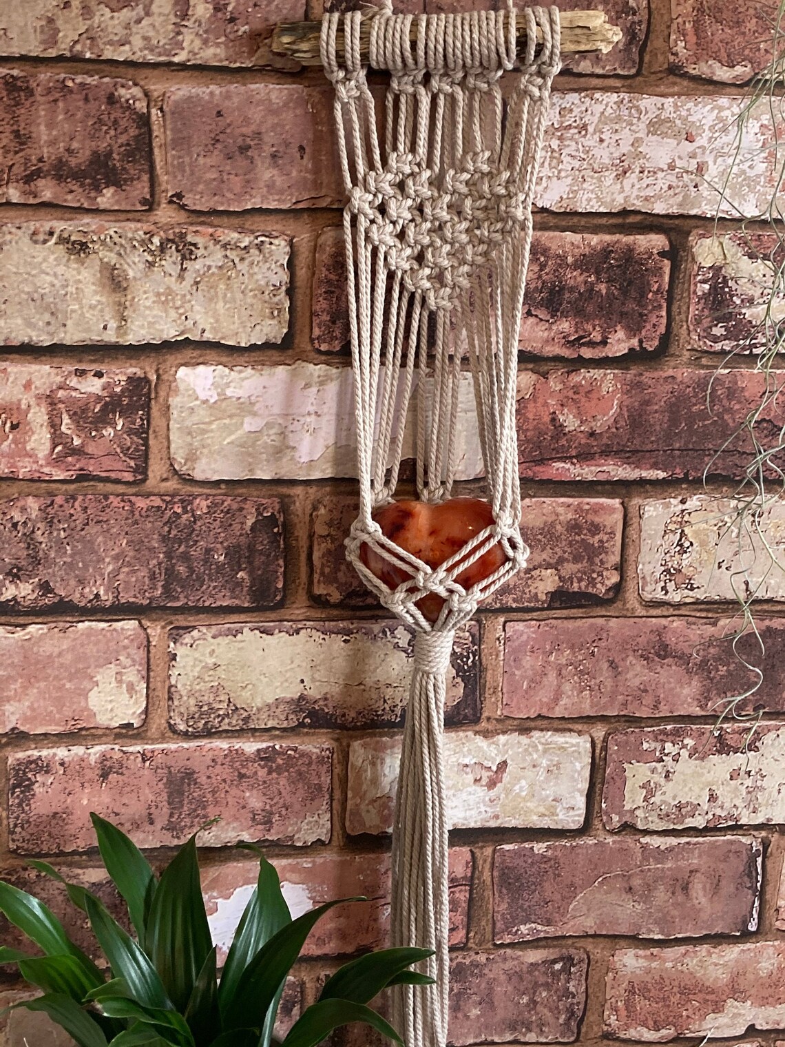 Macrame Crystal Cradle Large Crystal Hanger Macrame Etsy