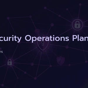 May include: Dark purple graphic with the text "Cybersecurity Operations Planner" in white. The image includes a network of connected nodes with lock icons, suggesting data security. The Blooming Tech Solutions logo is also present.