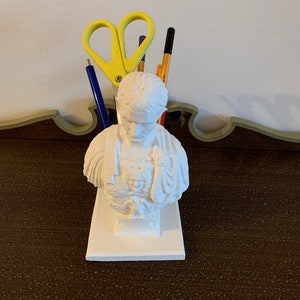 Caesar Bust Pen Holder Artistic pen organizer in antique design for stylish office decoration and inspired work environment image 5