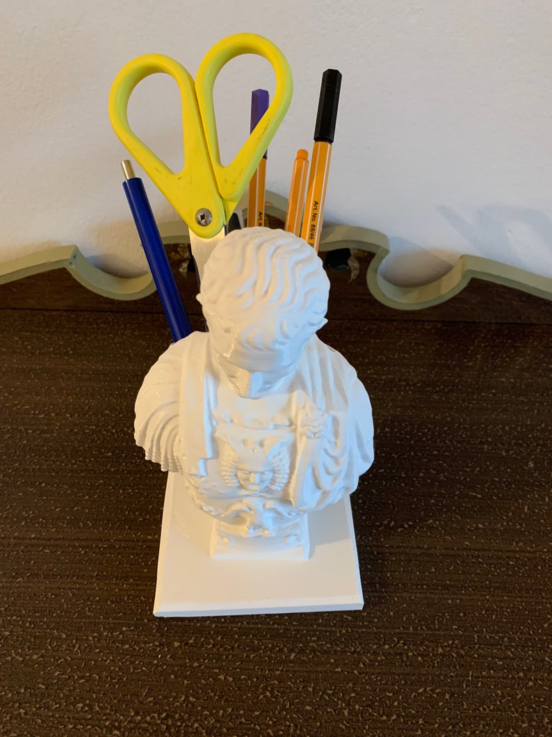 Caesar Bust Pen Holder Artistic pen organizer in antique design for stylish office decoration and inspired work environment image 4