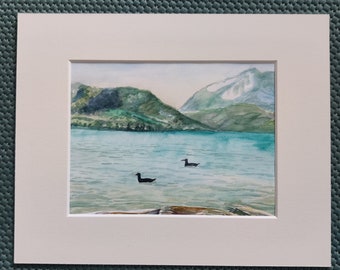 Lac d'Annecy Haute Savoie France Watercolor Original painting