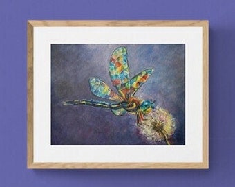 Rainbow Dragonfly Printable  Stained Glass Dragonfly Art Print Download