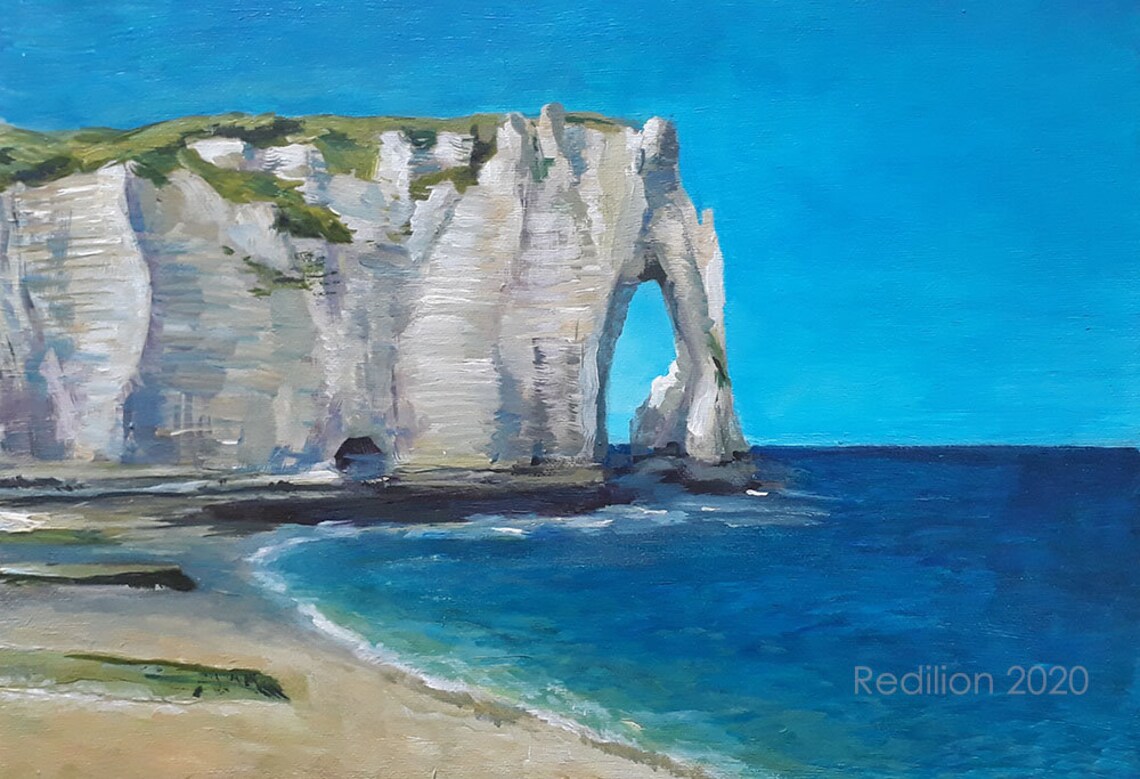 Etretat Beach Acrylic Art Stone Cliff at Sea Original Painting - Etsy