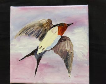 Red Cardinal Palette Knife Mini Painting Christmas gift