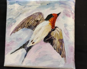 Barn swallow Mini Acrylic painting Palette knife