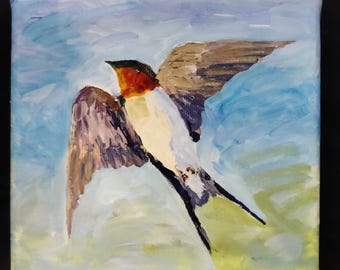 Red Cardinal Palette Knife Mini Painting Christmas gift