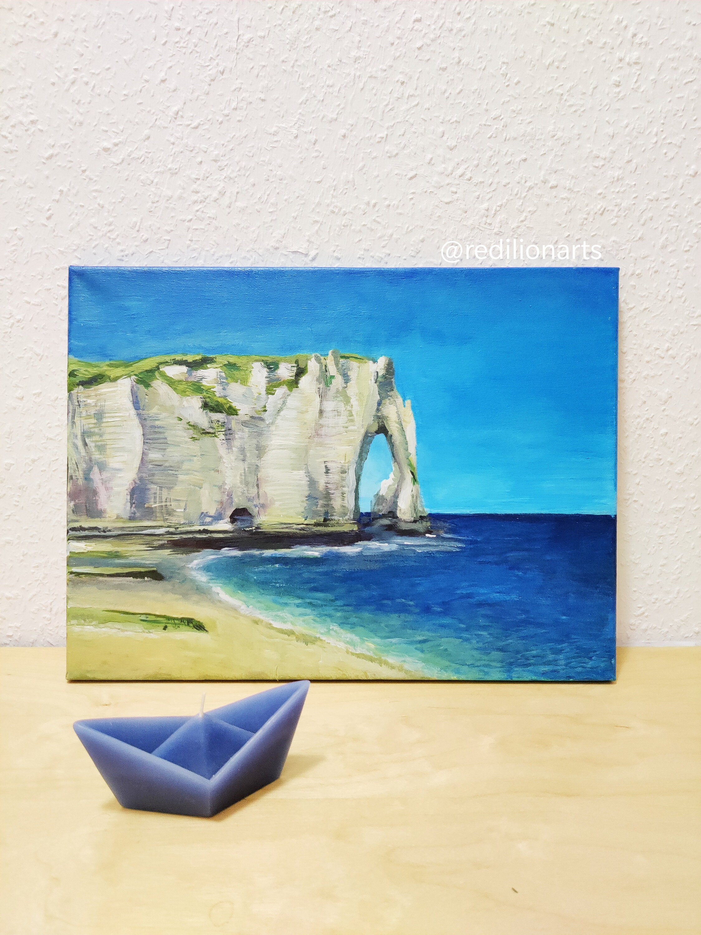 Etretat Beach Acrylic Art Stone Cliff at Sea Original Painting - Etsy