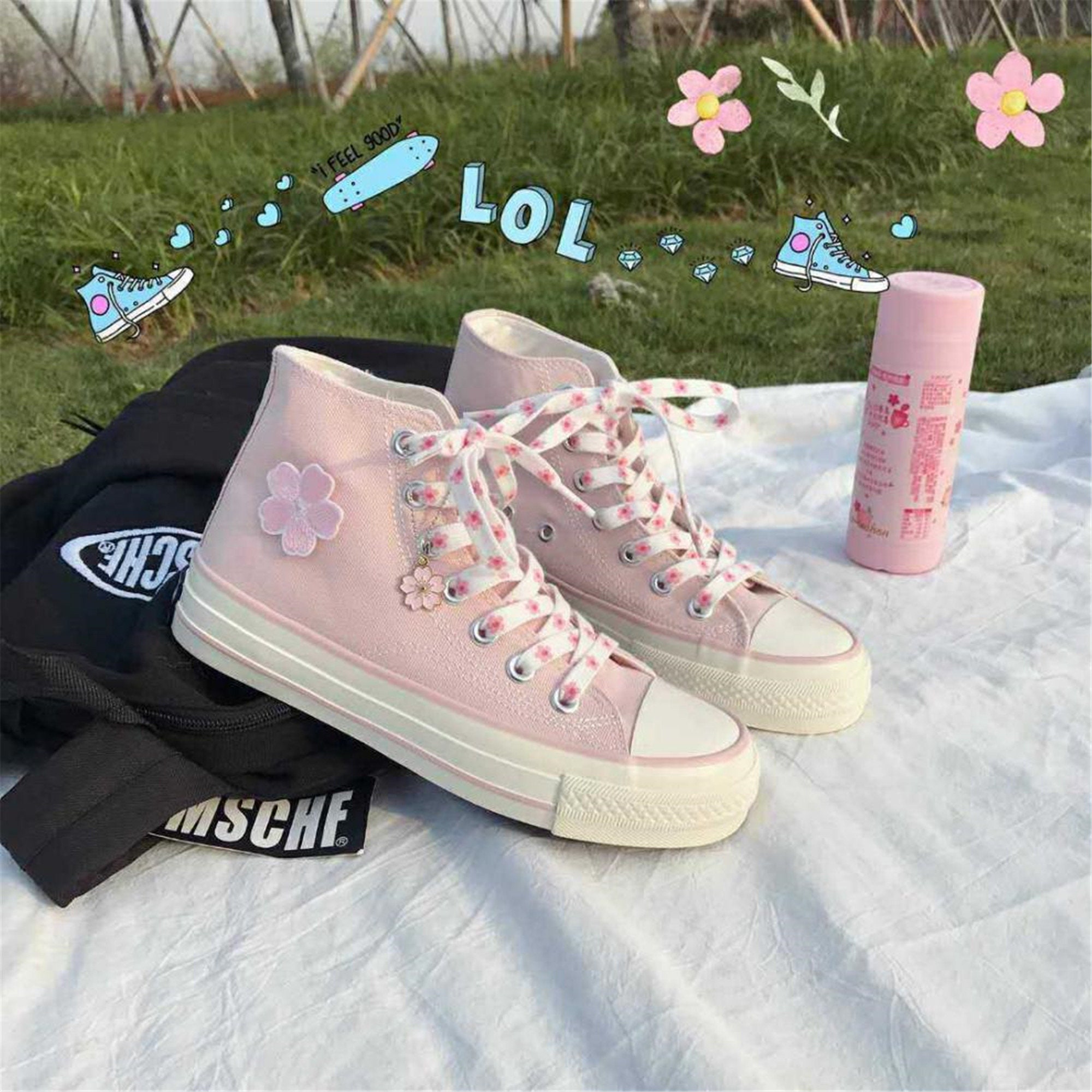 Cherry Canvas Shoes Japanese Cherry Blossoms Sneakers Women | Etsy