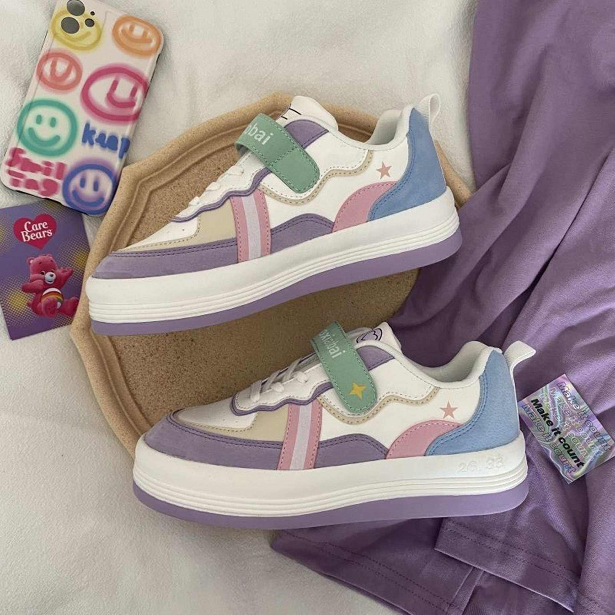 Purple Love Sneakers Women Platform Shoes Light Running Etsy