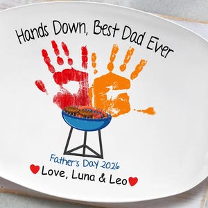 Personlig fars dag-tallrik, utan tvekan bästa pappa någonsin grilltallrik, anpassad barnhandavtryck grilltallrik, present till pappa från barn 2026