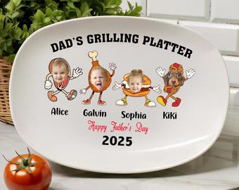 Gepersonaliseerde grillplaat voor papa: barbecueplaat op maat met kindergezicht