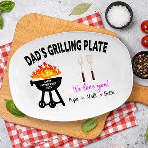 Personalized Dad’s Grilling Plate – Custom BBQ Platter with Kids’ Names – We Love You Father’s Day Gift for Dad, Papa or Grandpa 2025