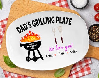 Gepersonaliseerde papa's grillplaat – BBQ-schaal op maat met kindernamen – We Love You Vaderdagcadeau voor papa, papa of opa 2025