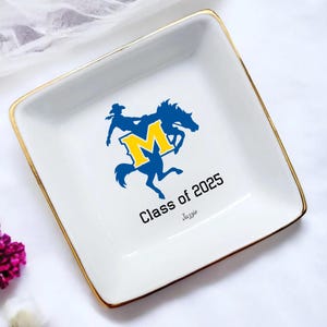 Custom University Logo Trinket Ring Dish, Personalized Gift, Graduation Gift For Her, Class of 2025, University Ring Dish, Graduation 2025