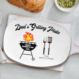 Personalized Dad’s Grilling Plate, Custom BBQ Platter with Kids’ Names, Father’s Day Gift from Son, Daughter, Unique Father’s Day Gift 2025