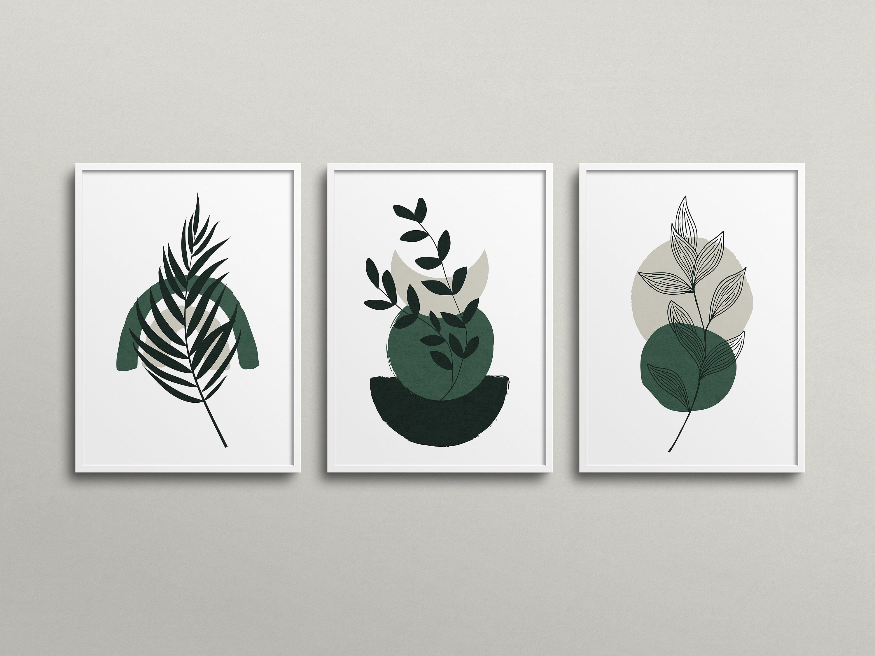 Dark Green Boho Plant Printable Wall Art Decor for Living Room Etsy