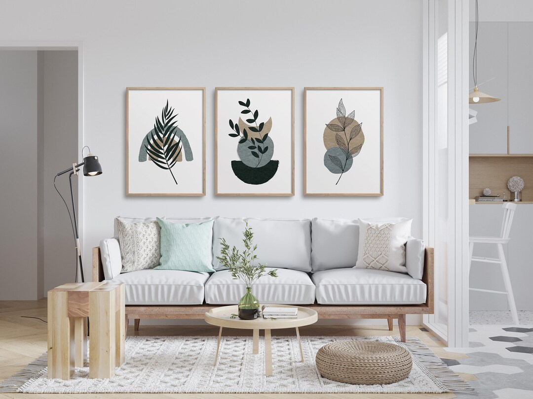 Dark Green Boho Plant Printable Wall Art Decor for Living Room Entryway