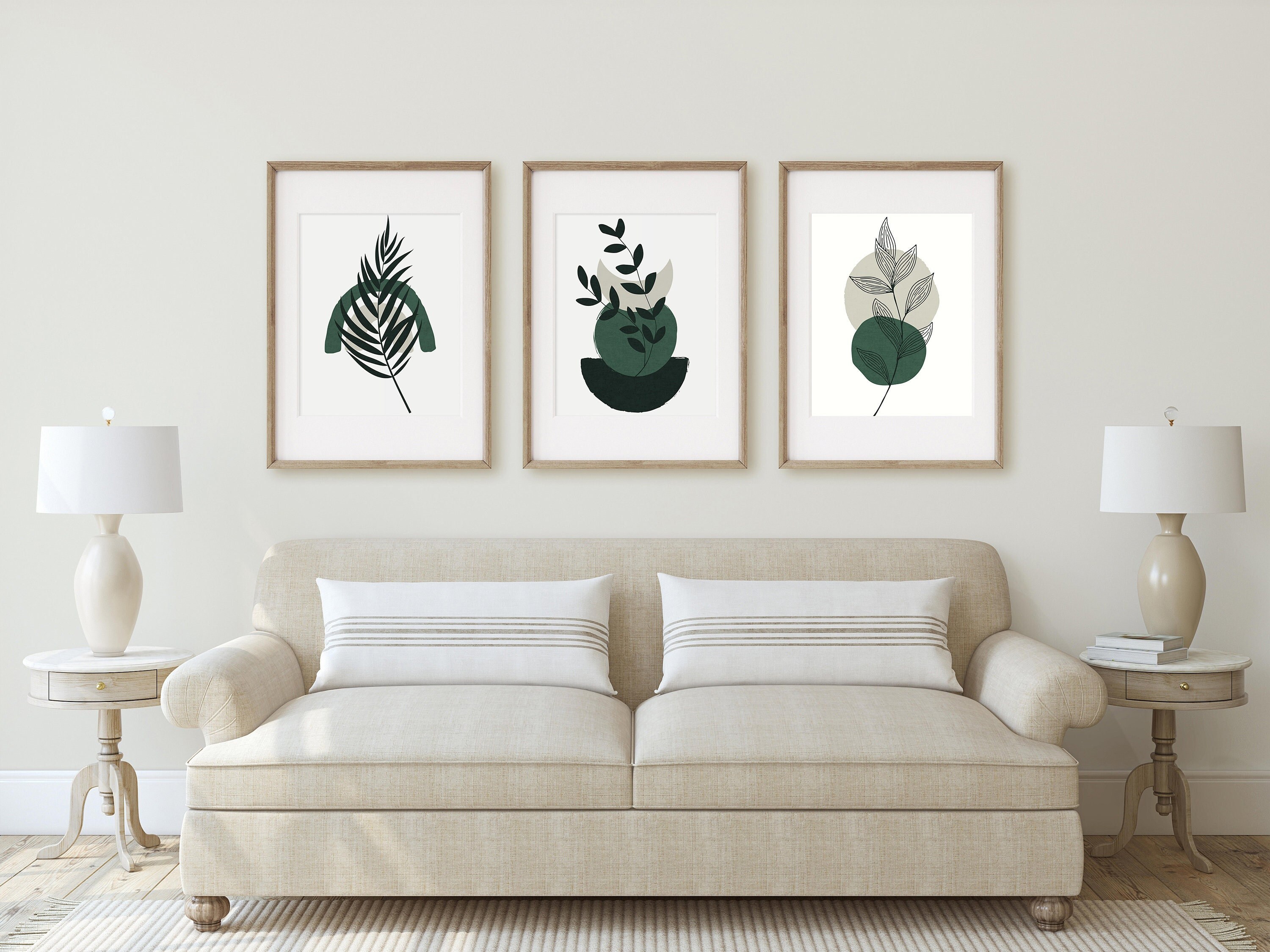 Dark Green Boho Plant Printable Wall Art Decor for Living Room Etsy