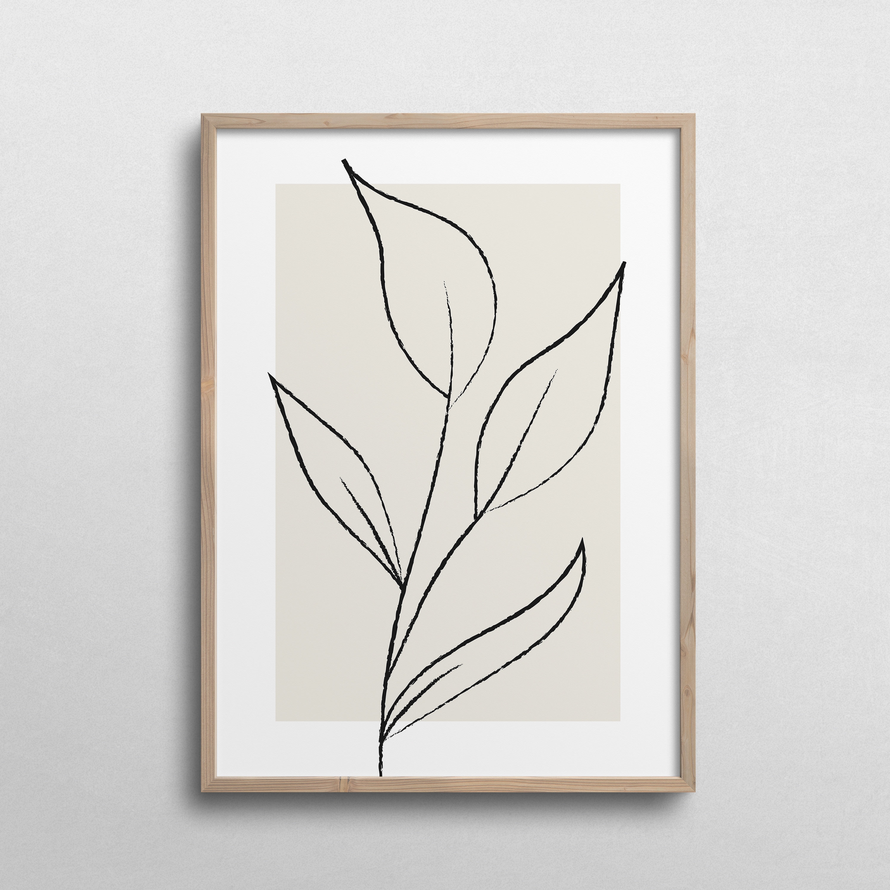 Beige Botanical Printable Wall Art, Minimalist Neutral Leaf Art ...