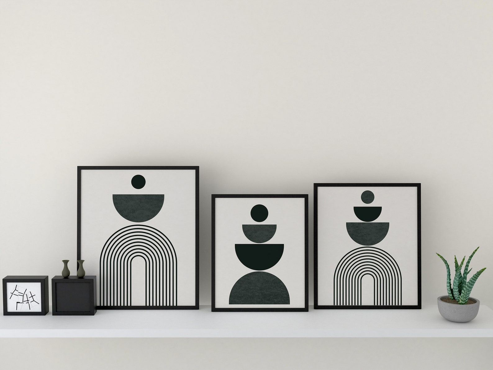 Set of 3 Prints Dark Green Mid Century Printable Wall Art Etsy Canada