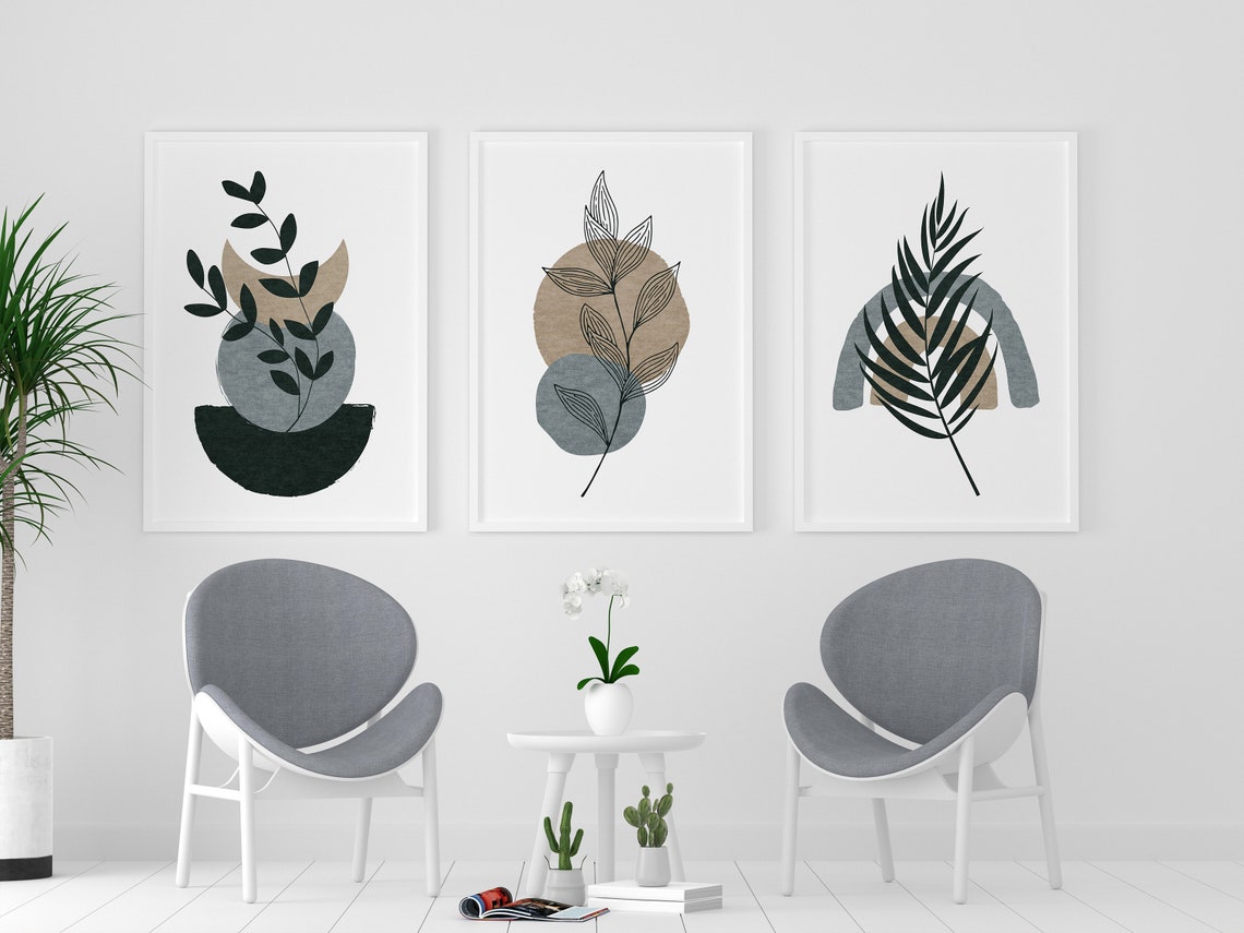 Dark Green Boho Plant Printable Wall Art Decor for Living Room Entryway