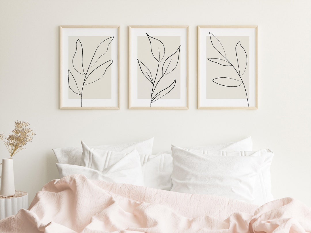 Beige Botanical Printable Wall Art, Minimalist Neutral Leaf Art ...