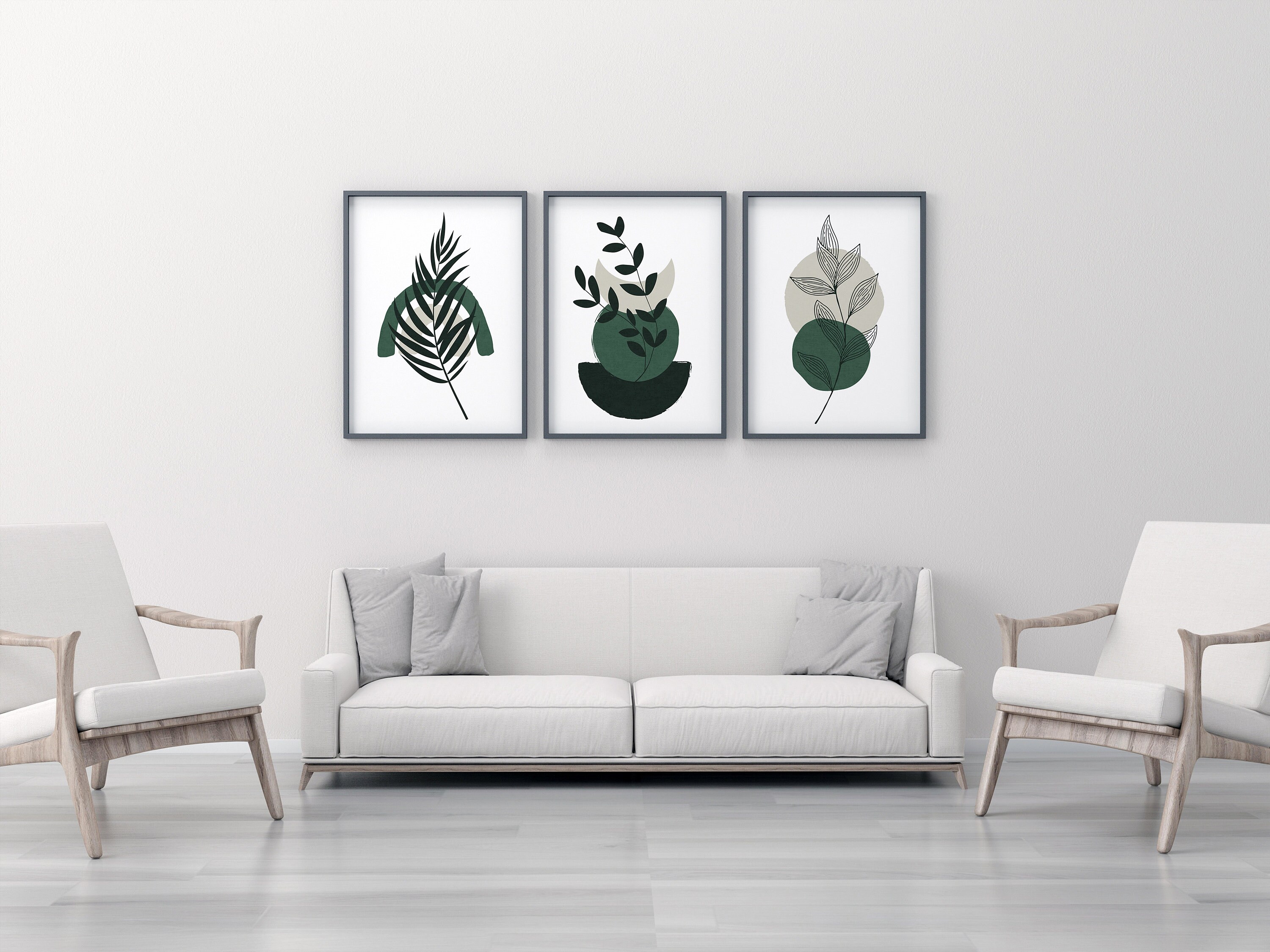 Dark Green Boho Plant Printable Wall Art Decor for Living Room Etsy