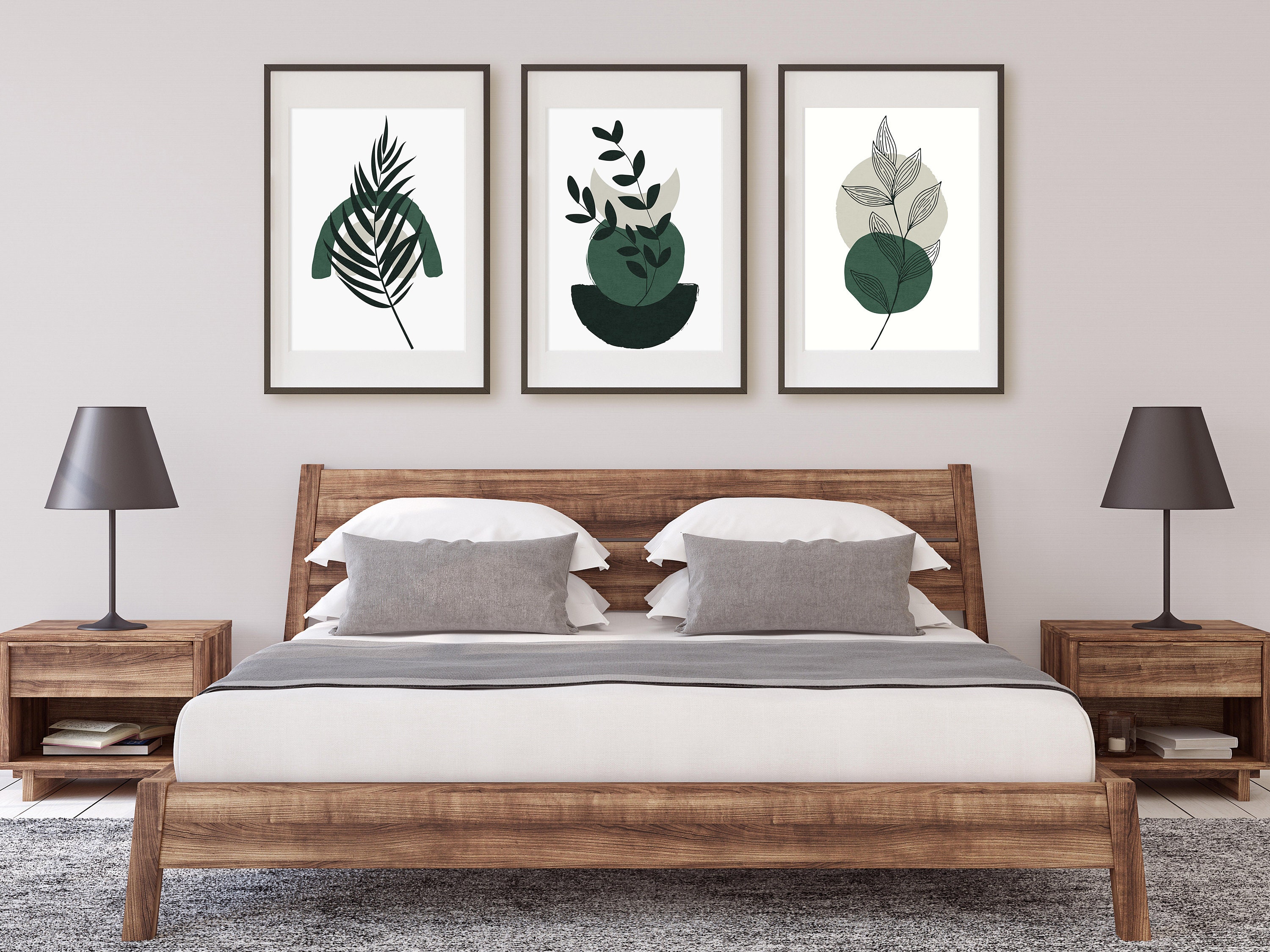 Dark Green Boho Plant Printable Wall Art Decor for Living Room Etsy