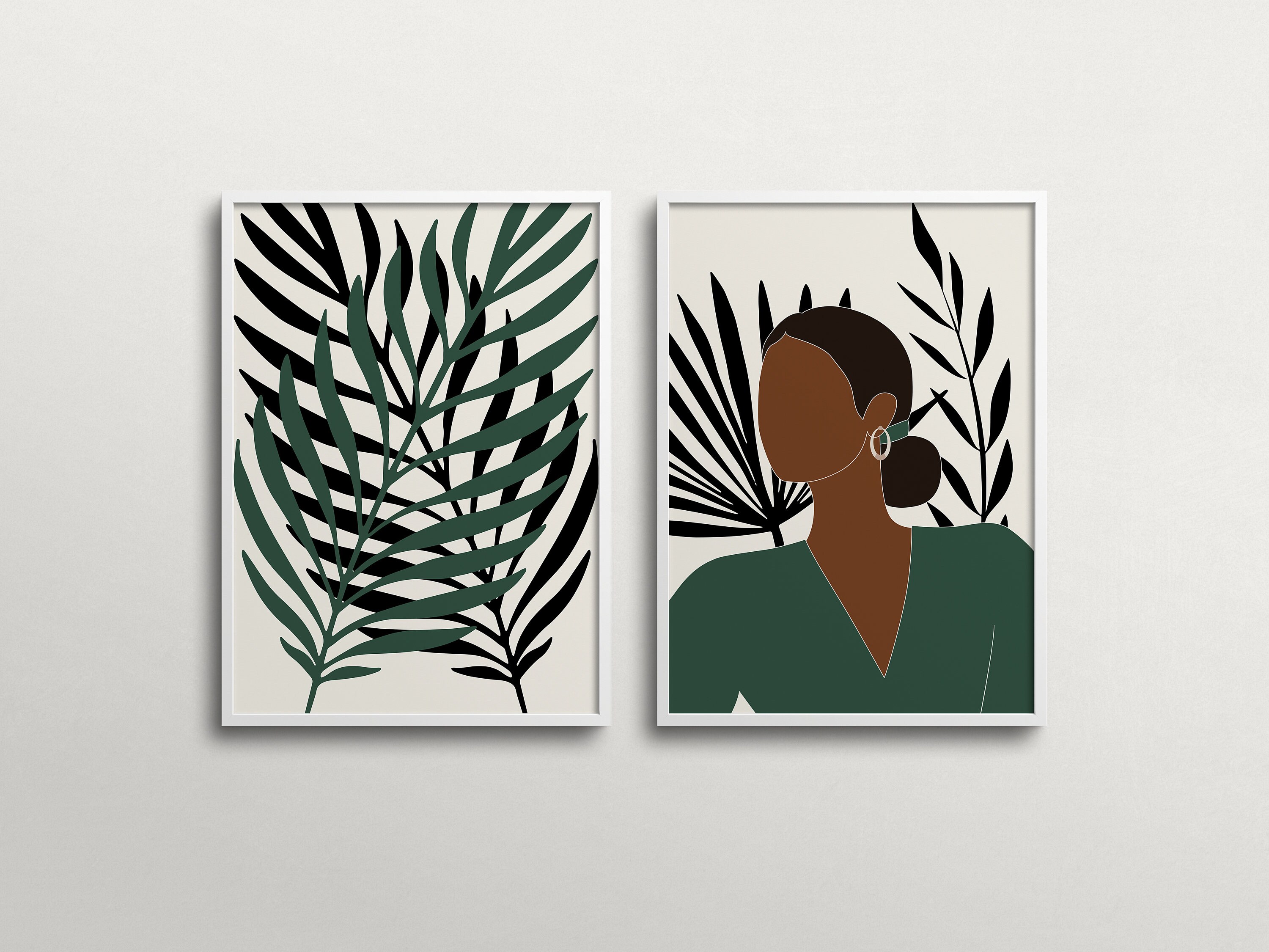 Minimalist Gallery Wall Set of 10 Prints Dark Green Art Print Etsy