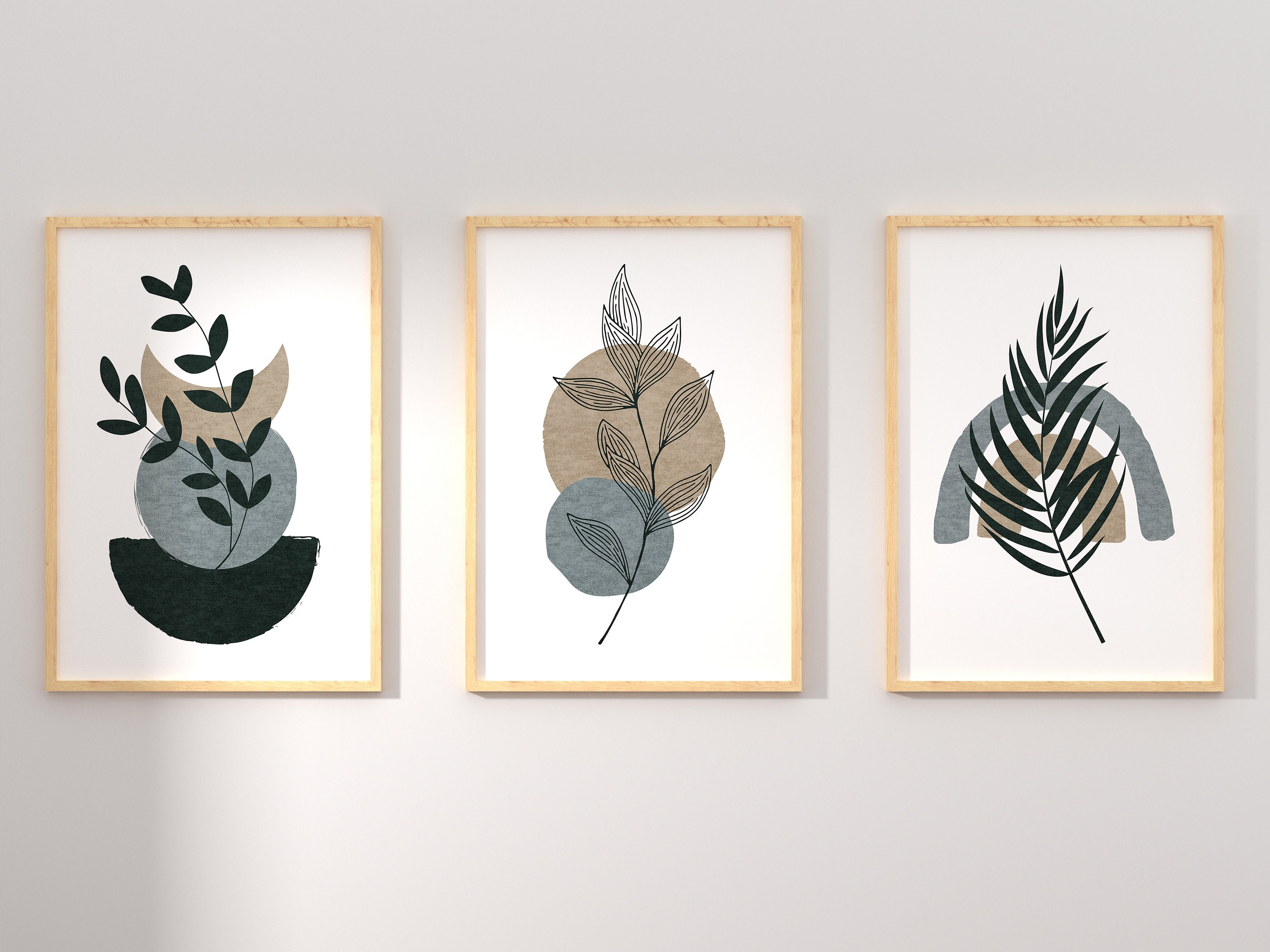 Dark Green Boho Plant Printable Wall Art Decor for Living Room Entryway