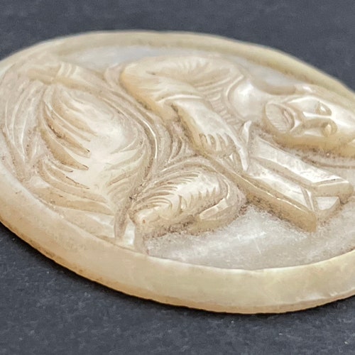 Vintage carved oyster shell shops with Jesus