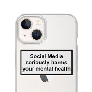 iPhone Case, Social Media Seriously Harms Your Mental Health Phone Case, Aesthetic Phone Case, Quotes Phone Case, iPhone 16 15 14 13 12 11