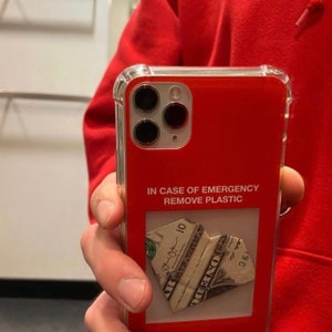 iPhone Case | In Case Of Emergency Remove Plastic Phone Case | Red iPhone Cases | Aesthetic iPhone Case | Phone Case Quote | iPhone 15 14 13