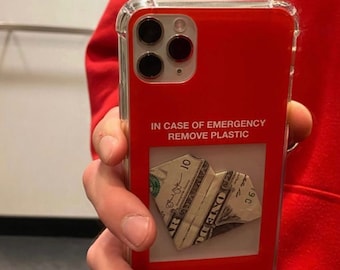 iPhone Case | In Case Of Emergency Remove Plastic Phone Case | Red iPhone Cases | Aesthetic iPhone Case | Phone Case Quote | iPhone 15 14 13