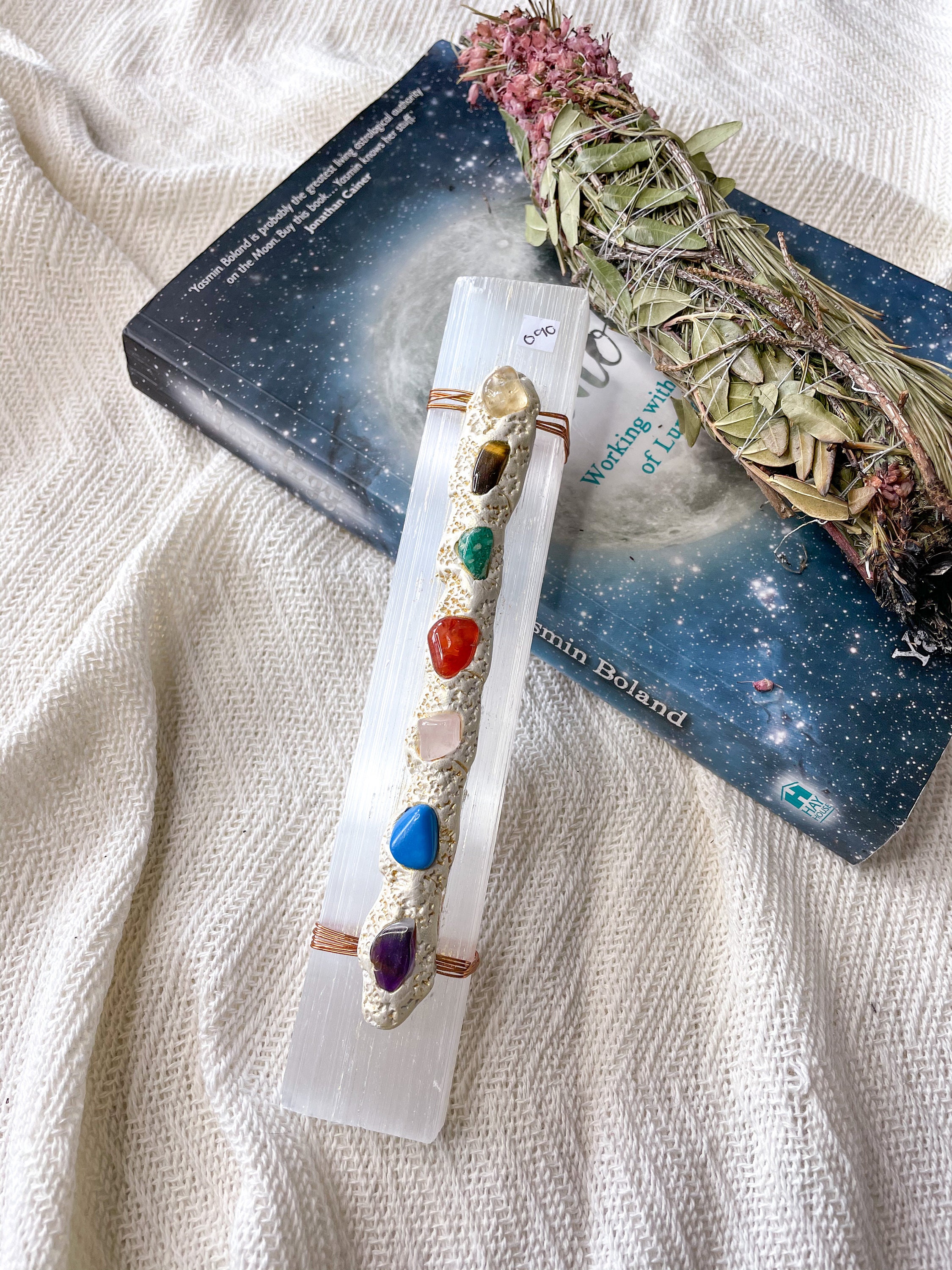 Selenite chakra rods large Etsy