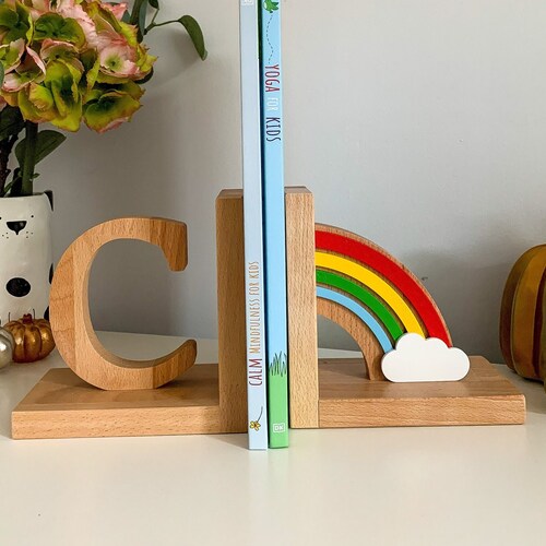 Personalised Nursery Bookends New Baby Bookends RAINBOW Etsy UK