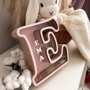 First initial, letter personalised name money box, home decor